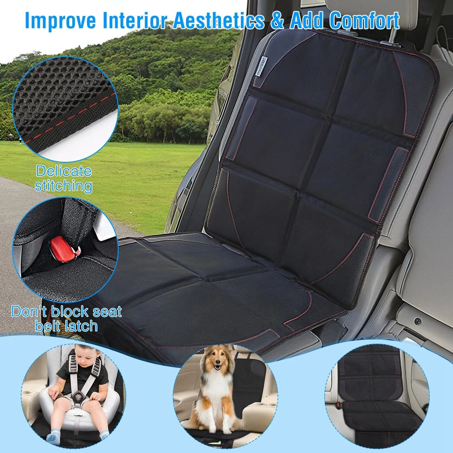 2-Pack: Car Seat Protector Cushion Mat Pad with Thick Padding