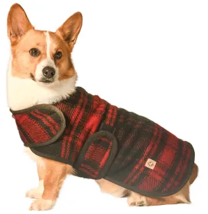 Black and Red Plaid Fleece Lined Dog Coat by Chilly Dog