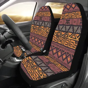 Brown Boho Chic Car Seat Covers Pair (2), Bohemian Aztec Front Seat Cover Protector Accessory Pattern Ethnic Tribal Mexican Art Bohemian SUV