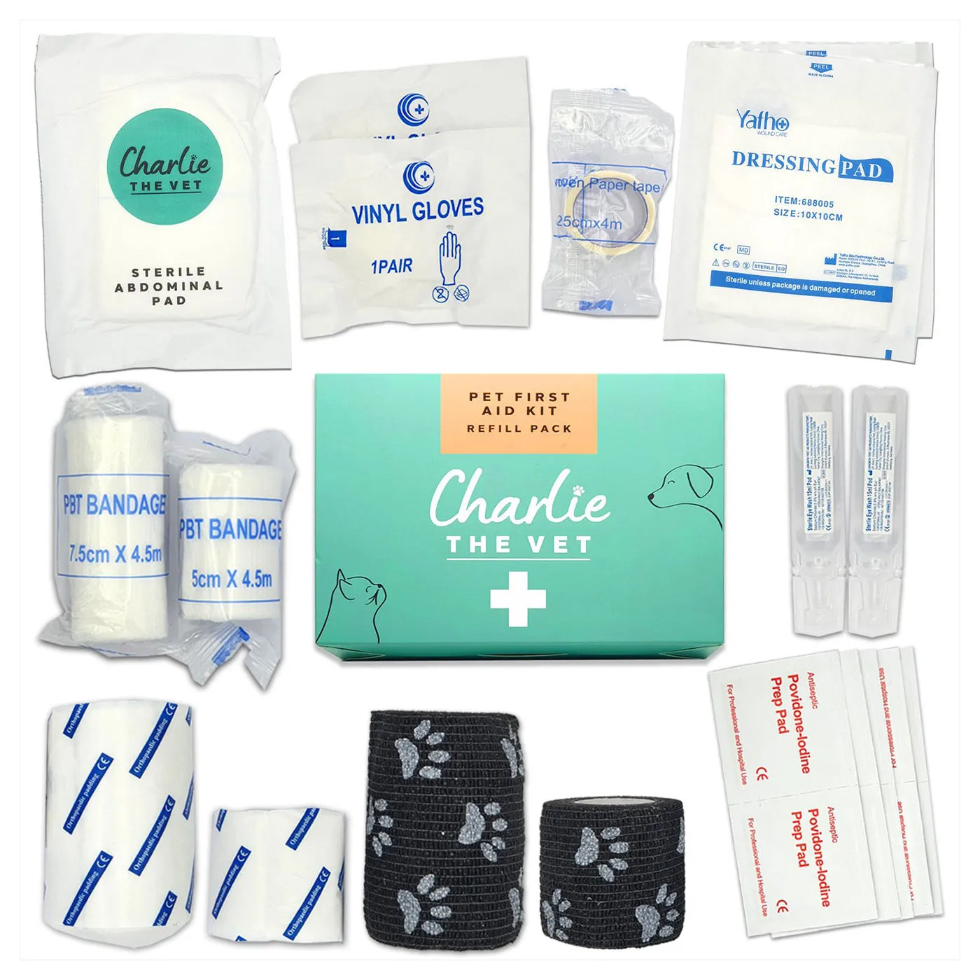 Charlie The Vet Pet First Aid Kit Refill Pack/Wound Management Kit