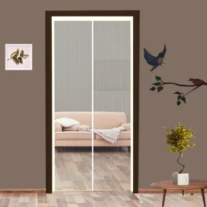 Classic Mosquito Net for Door Polyester Magnetic Curtain Auto Closing Insect Screen for All Door Types with Self Adhesive Hook Tape(210X110,Ivory)