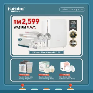 [COMBO A] Haenim NexusFit™ 7X Handy Hospital Grade Electric Breast Pump & F5 Smart Flex Haenim UVC-LED Electric Sterilizer