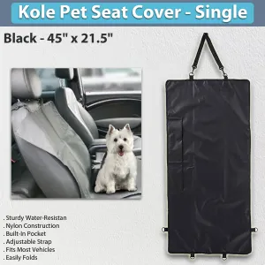 Kole Single Water-Resistant - Pet Seat Cover - Black - 45" x  21.5"