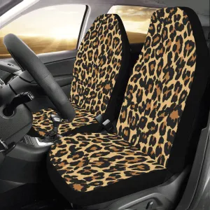 Leopard Car Seat Covers 2 pc, Animal Print Cheetah Pattern Front Seat Covers Cute Car SUV Seat Protector Accessory Decoration