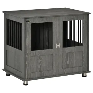 PawHut Dog Crate Kennel Cage for Small Medium Dog, Indoor End Table, Grey