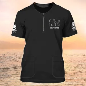 Pet Groomer T Shirt Grooming Custom Shirts Pet Salon Uniform Black