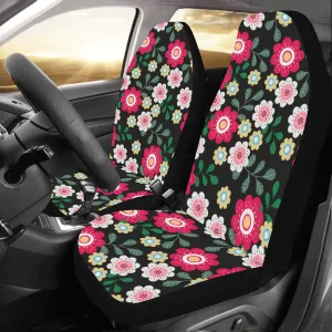 Pretty Flower Car Seat Covers for Vehicle 2 pc, Floral Red Cute Tropical Front Seat, Car SUV Vans Gift for Her Truck Protector Accessory