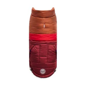 Retro Puffer Dog Coat - Dark Red