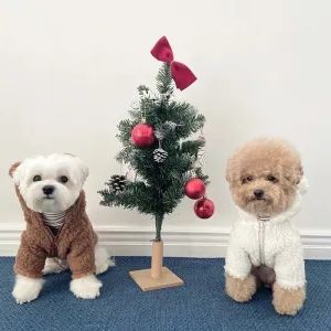 Snuggly Bear Transformation: Hooded Winter Clothes for Cute Puppies - Cozy Puppy Jacket with Plush Details and Button-Up Style